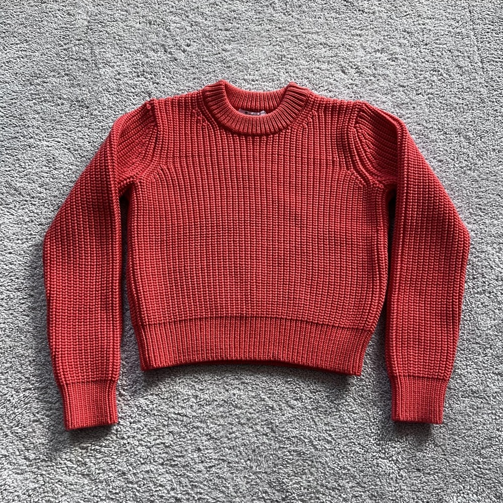 T Alexander Wang Chunky Knit Sweater Womens S Orange Cotton Nylon Pullover
